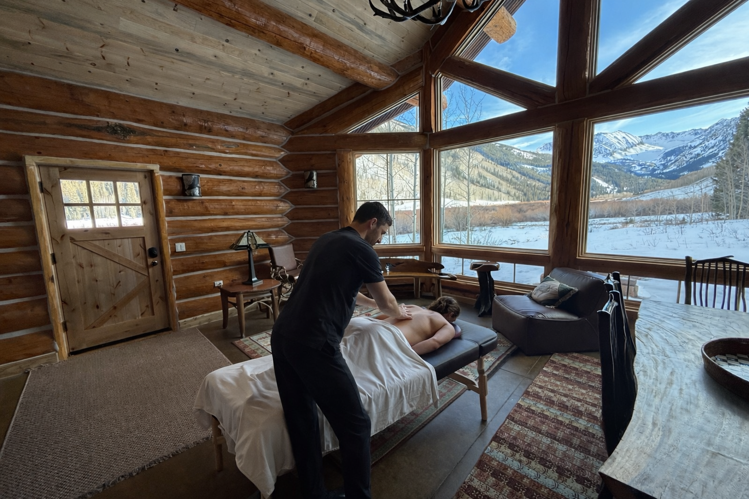 Couples massage at the cabin